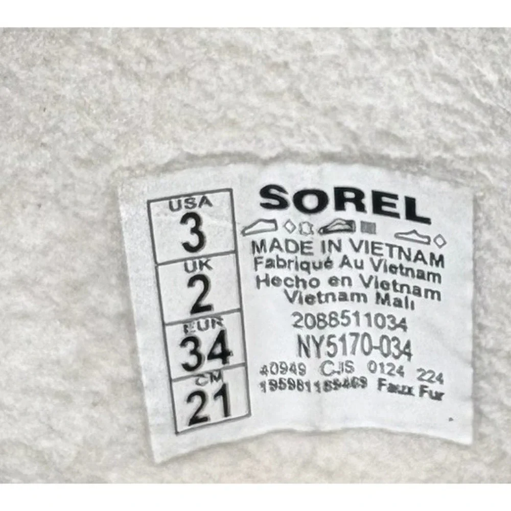 Sorel Explorer III Lace Kids Size 3 Silver Waterproof Faux Fur Winter Boots
